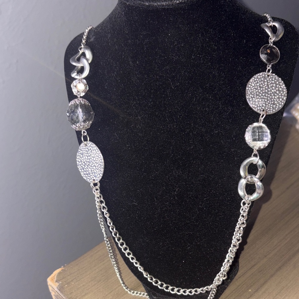 Silver Multi-Element Long Necklace - Women Jewelry